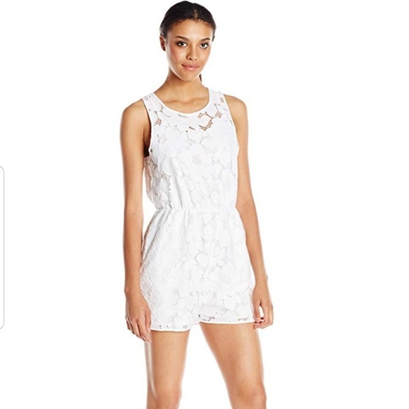 BCBGeneration floral lace overlay romper - Picture 1 of 7